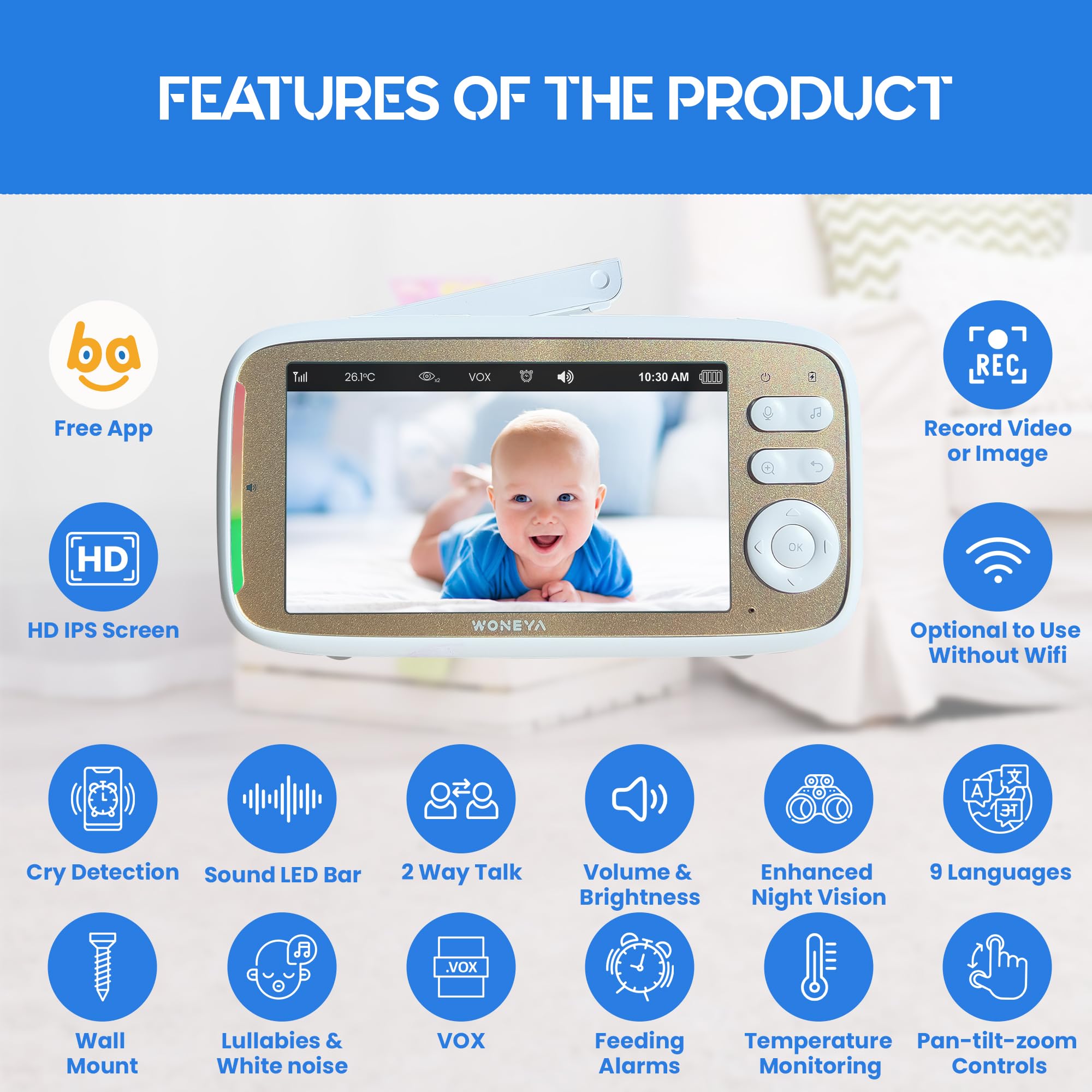 Woneya Baby Monitor - Premium WiFi Camera with Night Vision thumbnail 6